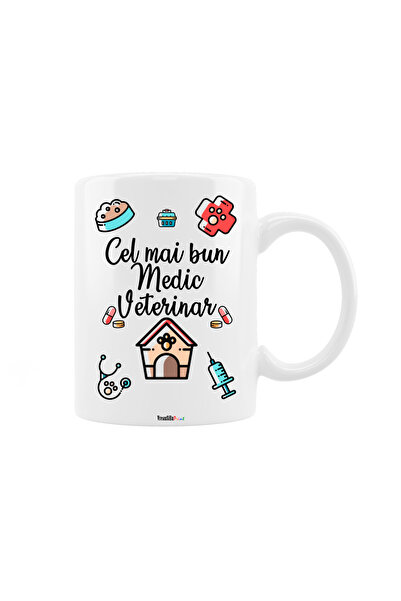 OEM Cană albă personalizată „Cel mai bun medic veterinar”, INOVATIX®. 330ml