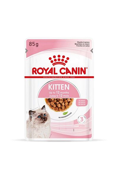 Royal Canin Royal Canin Feline Health Nutrition Kitten Gravy 12x 85gm, Cat Wet Food Pouches