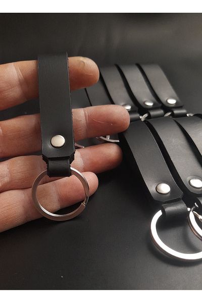 BSN Store 10 Pcs Black Real Leather Key Chain