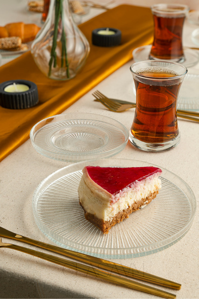 clasavm Modern Sade 18 Parça Çay Seti Takımı - Pasta tabağı, Çay Bardağı, Çay Tabağı