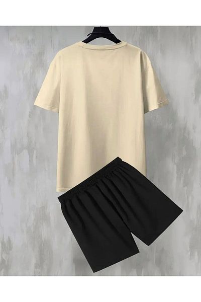 khufu Oversize Crew Neck Bottom Top T-shirt με σορτς LOS ANGELES εμπριμέ διπλό κοστούμι