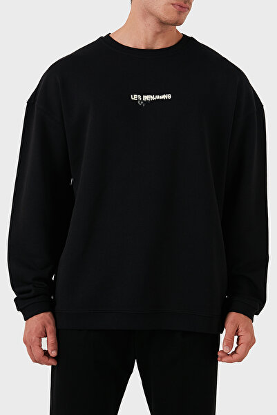 LES BENJAMINS Бавовняний логотип Regular Fit Велосипедна комір Світшот Чоловічий SWEAT LB24FWEAPMUSW