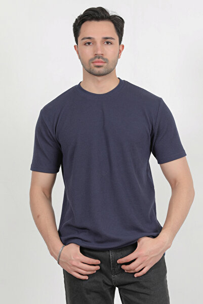 JB John Borners Ανδρικό μπλουζάκι με κοντό μανίκι με λαιμόκοψη Navy Blue - 2767