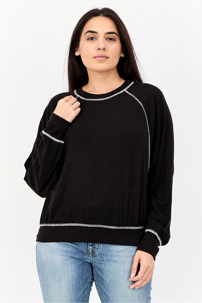 NIA Women Round Neck Plain Sweater, Black