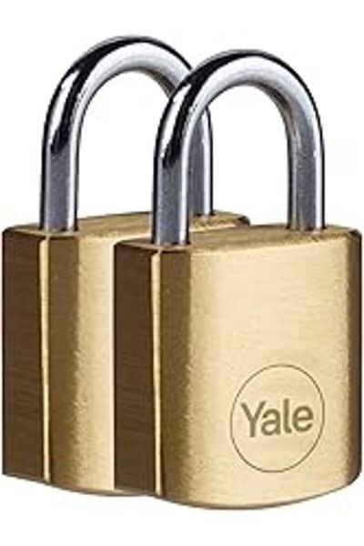 Yale Y110B/20/111/2 - 20mm Brass Padlock Set of 2 - Standard Protection - Steel Ring - 3 Keys