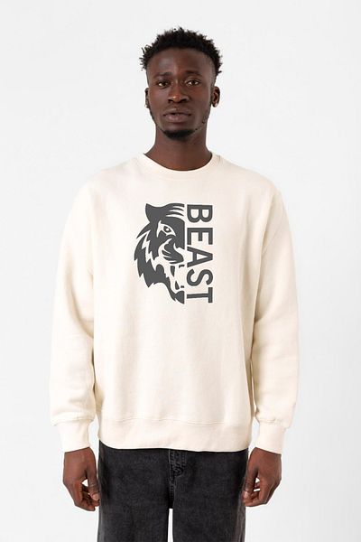 Tshirthane Ανδρικό φούτερ Mr Beast Half Face Ecru 2ip