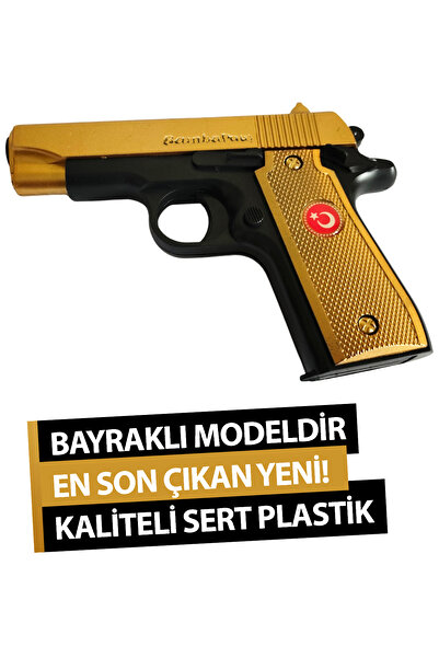 BambaPaw YENİ İkili Paket! Gold ve Gümüş Renk Türk Bayraklı Boncuklu Oyuncak Tabanca + 30 Paket Boncuk Hediye