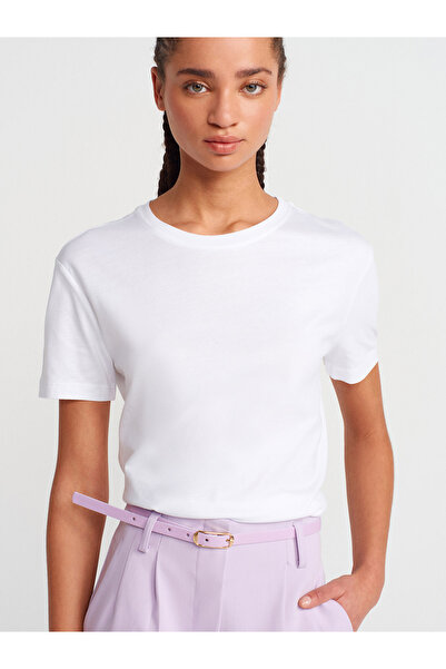 Dilvin 31791 Μπλουζάκι Crew Neck-Λευκό