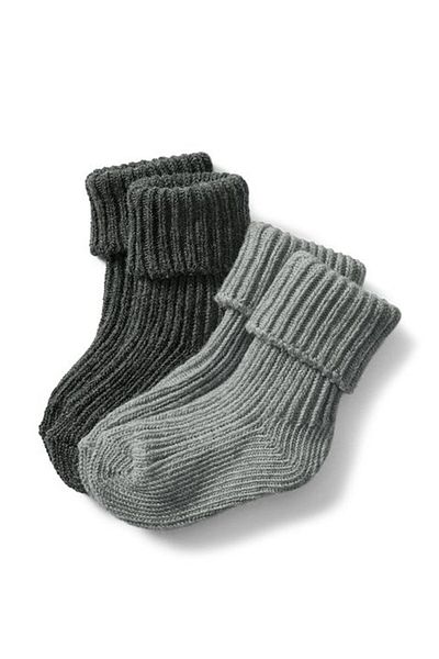 Tchibo Toddlers Boy 2 Pairs Textured Socks, Dark Grey And Light Grey
