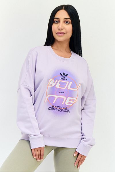 adidas Women Sportswear Fit Long Sleeves Outdoor Sweatshirt, Lavender