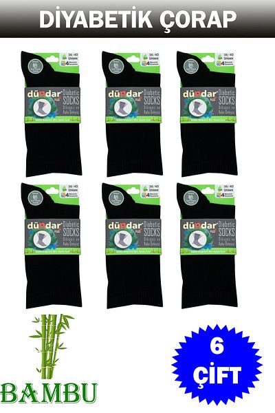 Dündar Women's Bamboo 4 Season Diabetic Long Socks 6 Pack