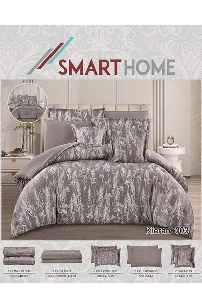 smart home Bridal Jacquard Duvet Set for Two People, Reversible System, 8-Piece Bedspread, 100% Microfiber, Duvet Size 260 x 240 cm