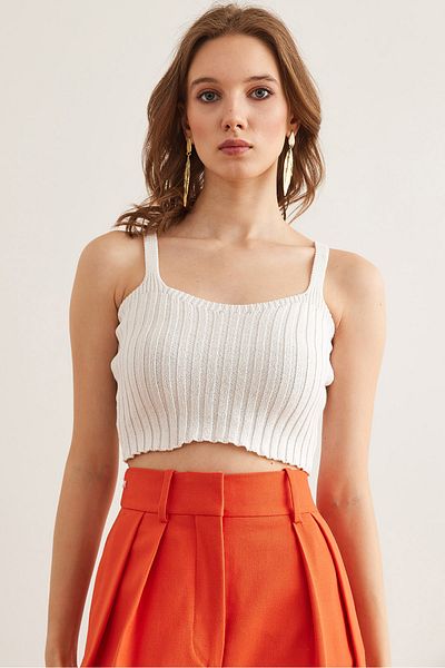 Olalook Cardigan alb pentru femei, cu bustieră, costum din bumbac HRK- 19000345