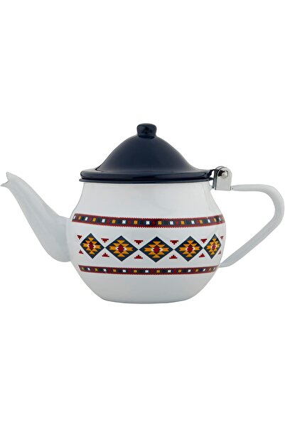 Generic Enamel-coated teapot with Zeina design, 12 cm, from Al Saif, black/white