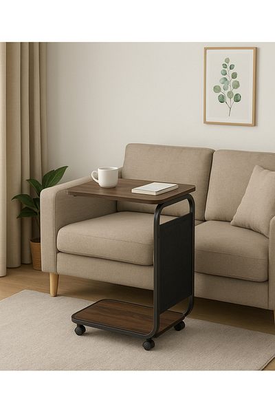 TrentonGCC Multi-Function Tea Table with Storage Pocket – 64x45x30 cm