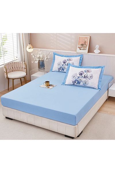 Super Design Pucioasa Mattress cover with elastic 160x 200 cm + 2 pillowcases 50x70 cm Blue D-3