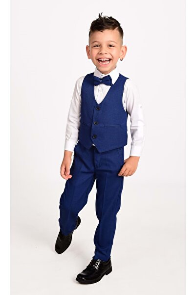 Mnk Boy's Suit with Vest Mnk0272 Navy Blue