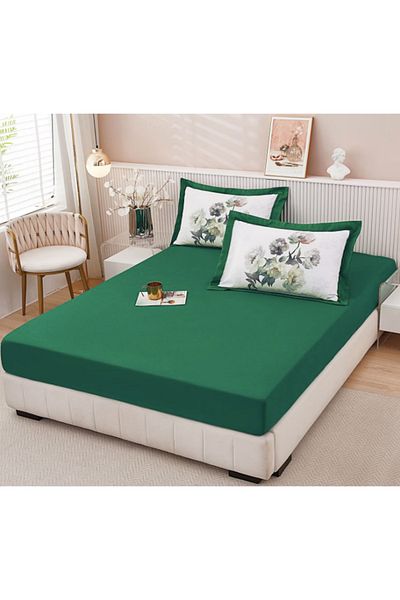 Super Design Pucioasa Mattress cover with elastic 160x 200 cm + 2 pillowcases 50x70 cm Green D-5