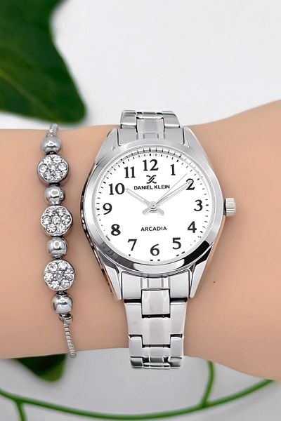 Daniel Klein Steel Cord Women Wrist Watch 3 Atm Water Resistant Silver-White Zmdk1188