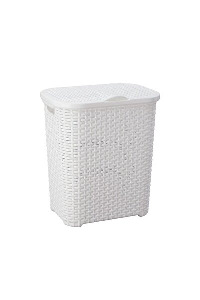 Omnipazar SY-4626 Plastik Küçük Hasır Desen Kirli Çamaşır Sepeti