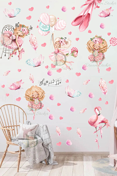 KT Decor Σετ αυτοκόλλητων τοίχου για παιδικό δωμάτιο Fairy Tale Magic Ballerinas