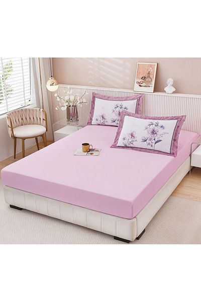 Super Design Pucioasa Mattress cover with elastic 160x 200 cm + 2 pillowcases 50x70 cm Pink D-2