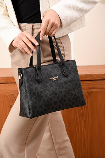 Cacharel Paris Black Women's Shoulder and Hand Bag Imported Fabric a Quality