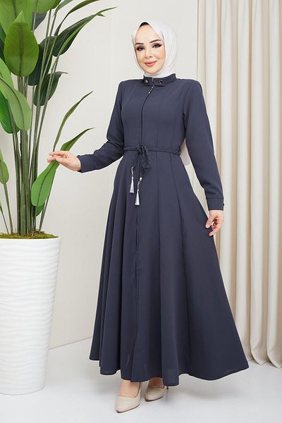 hafsamina Anthracite Pleated Mevlana Ferace