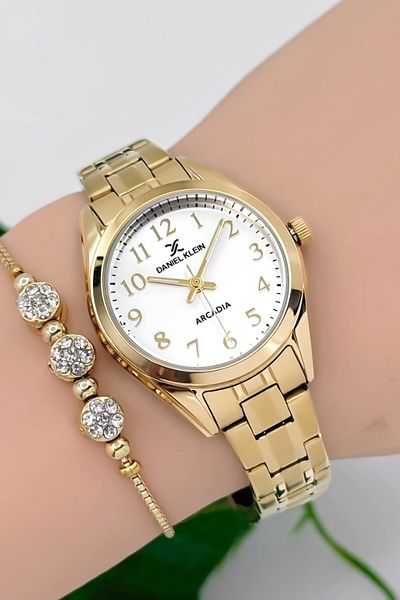 Daniel Klein Steel Cord Women Wrist Watch 3 Atm Water Resistant Gold Zmdk1188