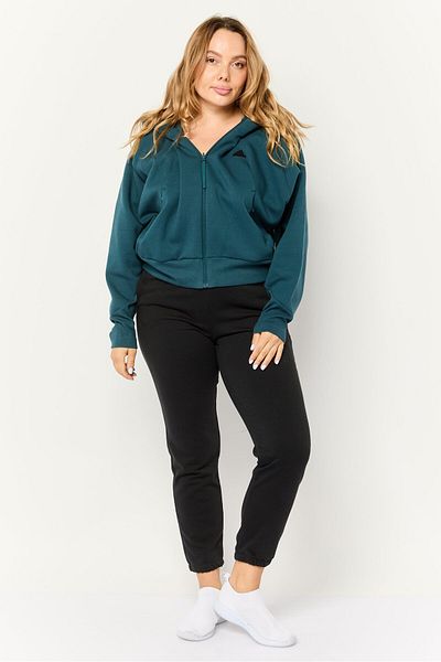 adidas Women Sportswear Fit Long Sleeve Outdoor Hoodie, Dark Teal Blue