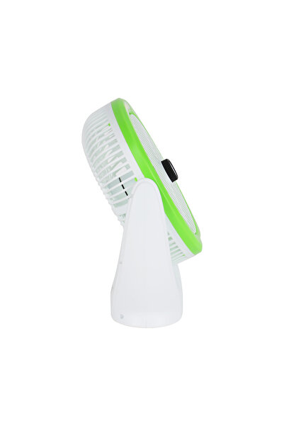 Olsenmark 6" Rechargeable Mini Fan With Emergency Light Omf1874, Long Working Hours, 2400mah Lithium Battery
