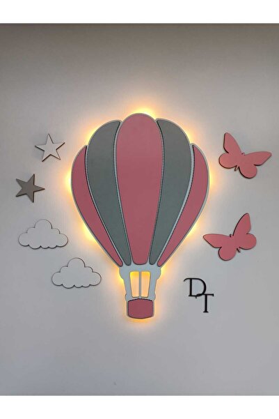 Genel Markalar Pembe Led Işıklı Çocuk Odası Duvar Dekorasyonu, Renkli ve Şiri...