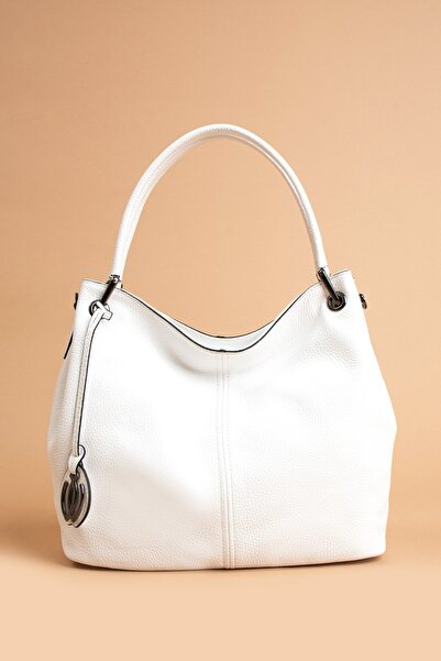 VOSTRO El Yapımı Italyan Stili %100 Gerçek Hakiki Deri Askılı Kadın Beyaz Yum...