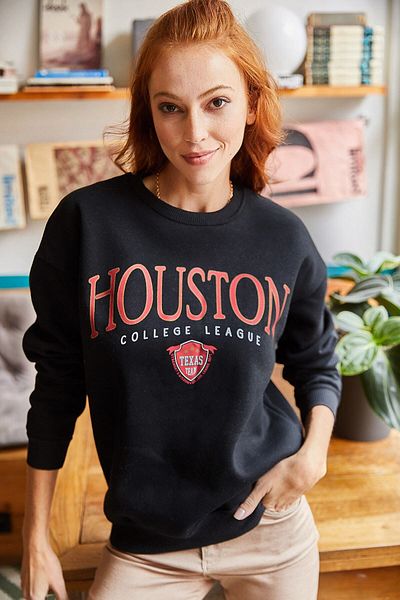 Olalook Dámská černá mikina s potiskem Houston SWT-19000426