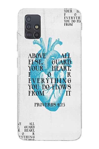 moonset Samsung Galaxy A71 Uyumlu Kalp Kolaj Tasarımlı Baskılı Şeffaf Telefon...