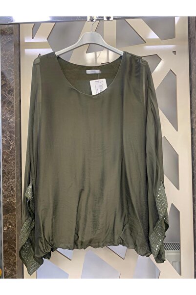 günay boutıque Kolları Payetli Şifon Bluz -Mor