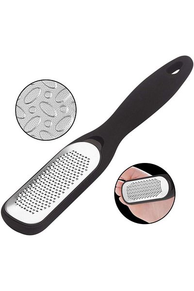 LA PERLA TECH Professional Foot File Callus Remover, Stainless Steel Grating Surface, Ergonomic Black Handle