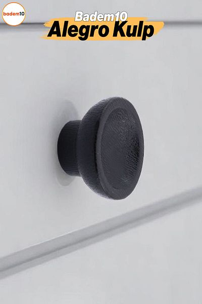 Badem10 Buton Alegro Mobilier negru Dulap de bucătărie Mâner sertar Mâner din plastic Mâner negru cu o singură șurub