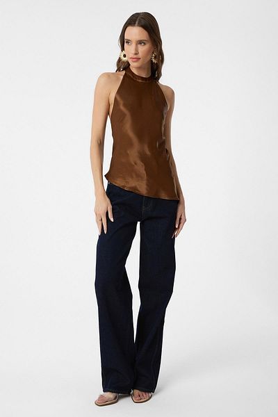 Antioch Brown Asymmetrical Satin Backless Women's Ball