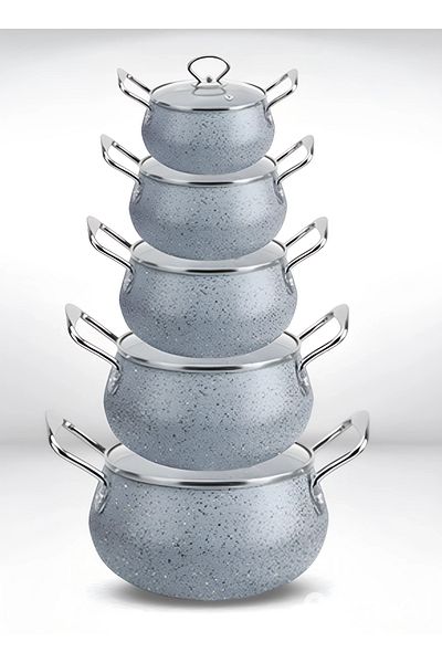 Cady One 10-Piece Cookware Set, Thick Enameled Straight Soup Pot with Double Handles