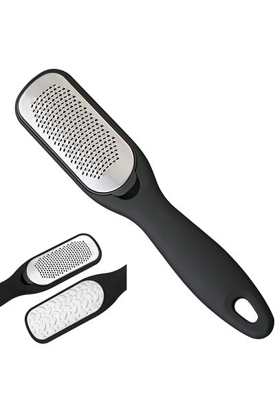 LA PERLA TECH Professional Foot File Callus Remover, Stainless Steel Grating Surface, Ergonomic Black Handle