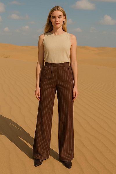 HAKKE Striped Palazzo Pants with Pockets