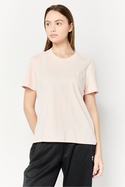 adidas Women Sportswear Fit Brand Logo Short Sleeves Outdoor Top, Old Pink