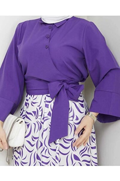 SHİROSA φούστα πουκάμισο με λεπτομέρεια φιόγκου διπλό σετ