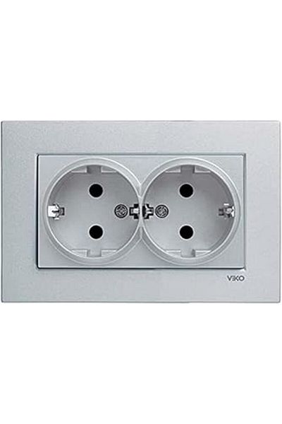 Mu Art Novella Met White Double Earthed Socket Protection