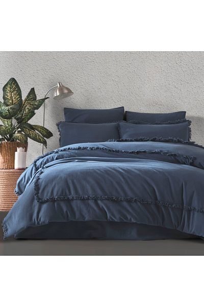Majoli Bahar Home Collection Double Bed Linen, 100% Yarn Dyed Cotton, 165 G/m², 6 Pieces, Maddox Dark Storm