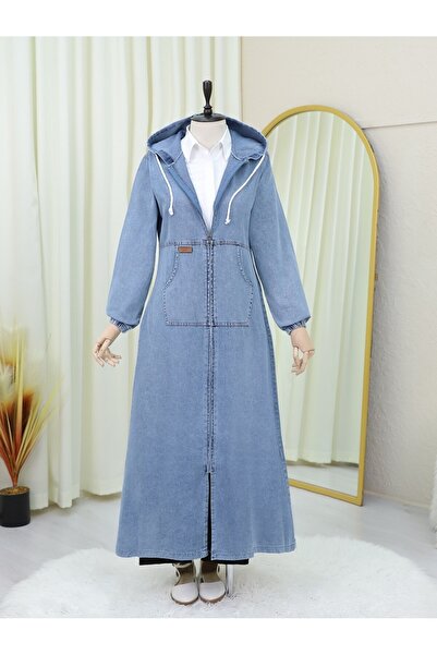 Modamorfo Капюшон з блискавкою, рукави з гумкою, джинсовий капюшон - Buz Mavi