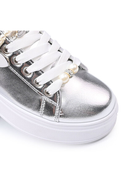 Tmall Pantofi Sport De Dama,Din Piele Ecologica,cu Lant decorativ,D1372,Silver