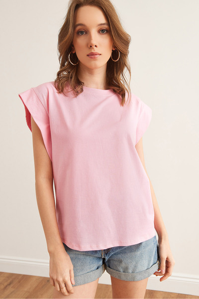 Olalook Γυναικείο μπλουζάκι με νυχτερίδα σε ροζ κάτω από τη μασχάλη TSH- 19000330