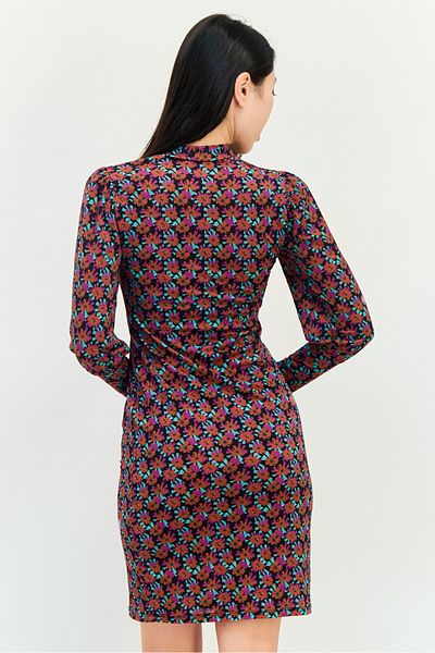 PROMOD Women Floral Print Mini Dress, Multicolor
